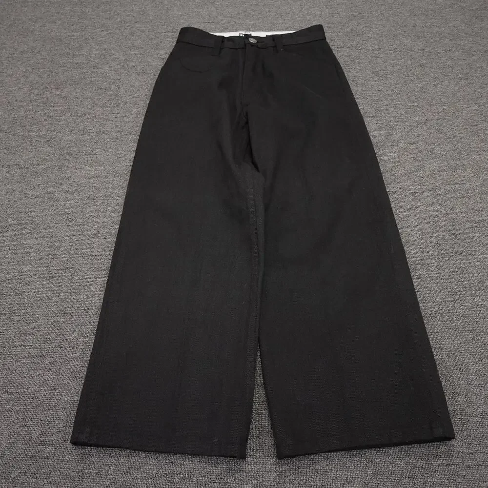 County FB Pants Mens 28x25 Black Relaxed Fit Chino Wide Leg Zip Fly Workwear